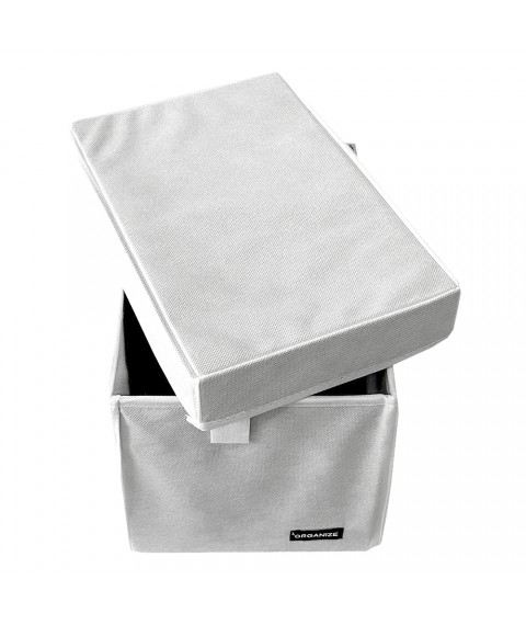 Organizer box for storing things with lid M - 30*19*19 cm (white)