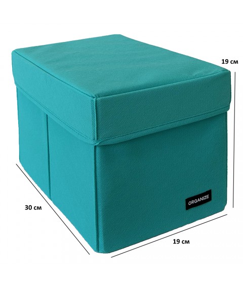 Organizer box for storing things with a lid M - 30*19*19 cm (azure)