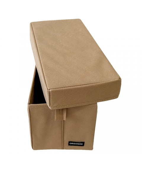 Textile storage box with lid S - 34*16*16 cm (beige)