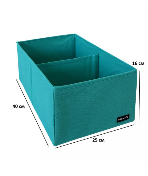 Vertical storage box for two compartments ORGANIZE (azure)