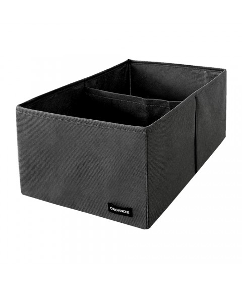 Vertical storage box with partition ORGANIZE (gray)