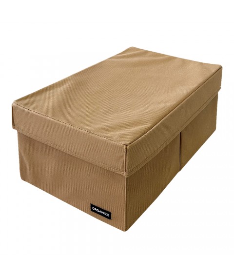 Vertical storage case with partition and lid 40*25*16 cm (beige)