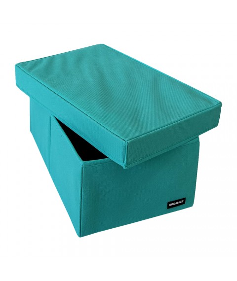 Vertical storage box with partition and lid 40*25*16 cm (azure)
