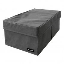 Vertical storage box for two compartments with a lid 40*25*16 cm (gray)
