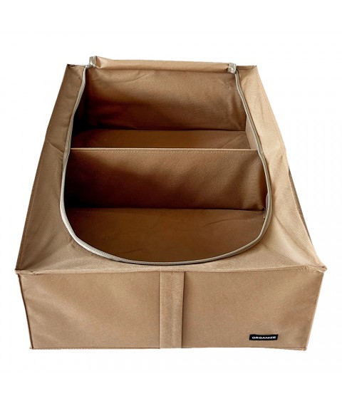 Box for storing things and shoes with 2 compartments 50*41*18 cm ORGANIZE (beige)