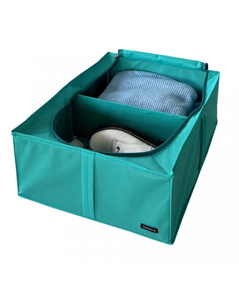 Storage box with removable partition 50*41*18 cm ORGANIZE (azure)