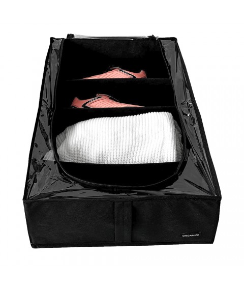 Textile storage case for 4 compartments 50*35*14 cm (with removable partitions) ORGANIZE (black)