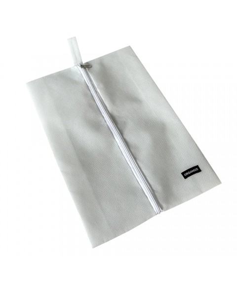 Volume dust bag for shoes with a zipper (white)