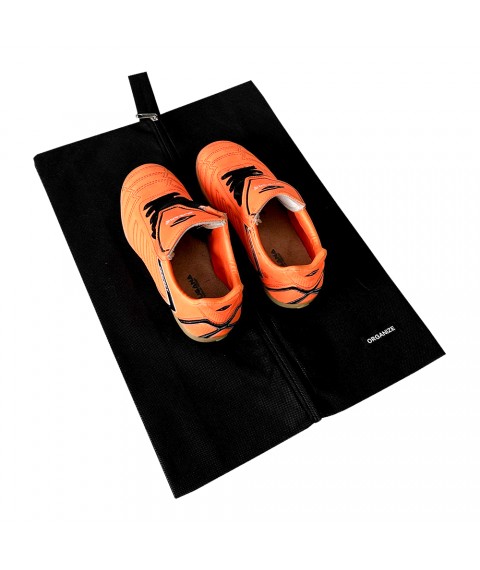 Объемная сумка-пыльник для обуви на молнии (черный)