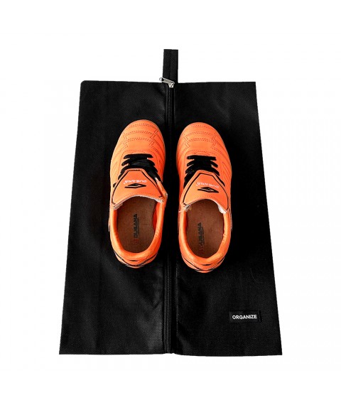 Volume dust bag for shoes with a zipper (black)