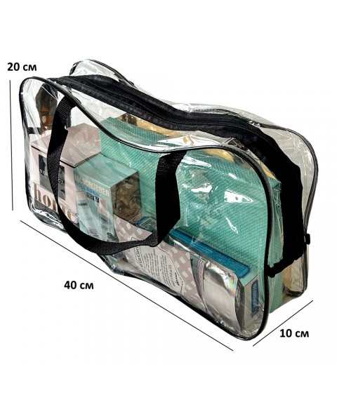 Прозора сумка в пологовий або для речей 40*20*10 см (чорний)