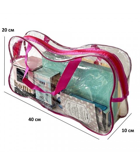 Прозора сумка в пологовий або для речей 40*20*10 см (рожевий)