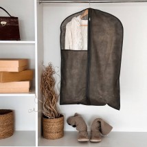 Чохол флізеліновий для одягу з прозорою вставкою довжиною 90 см (сірий)