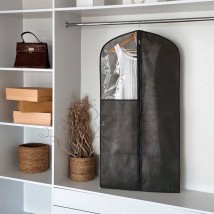 Чехол флизелиновый для одежды с прозрачной вставкой длиной 120 см (серый)