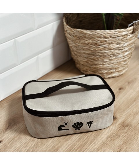 Large cosmetic bag organizer for travel (beige)