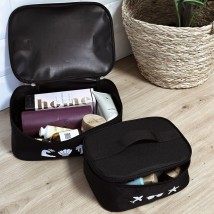 Set of cosmetic bags for travel and beach (black)