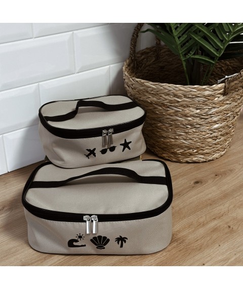 Set of cosmetic bags for travel and the beach (beige)