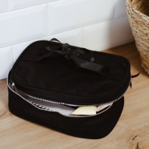 Cotton cosmetic bag with a bow 26*17*12 M (black)