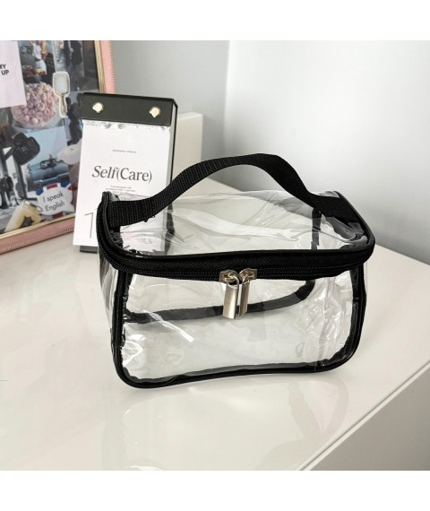 Transparent cosmetic bag-suitcase 22*13*10 cm M (black)