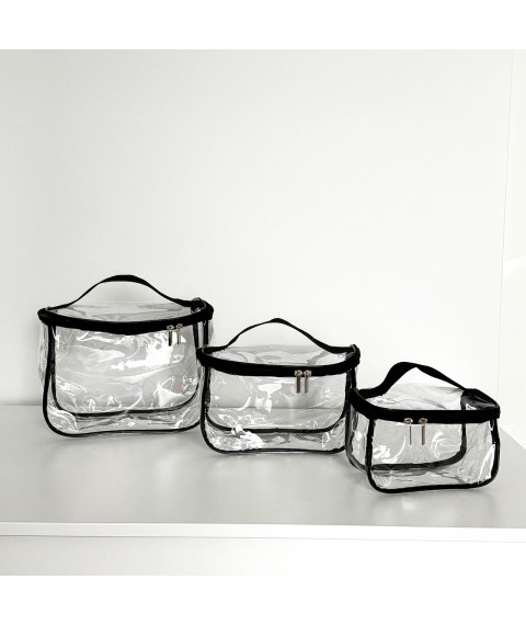 Transparent cosmetic bag-suitcase 22*13*10 cm M (black)