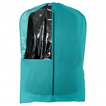 Чехол флизелиновый для одежды с прозрачной вставкой длиной 90 см (лазурь)