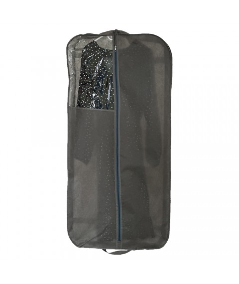 Non-woven cover for clothes with a transparent insert with a side 120*8 cm (gray)