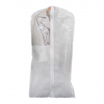 Чехол флизелиновый для одежды с прозрачной вставкой длиной 120 см (белый)