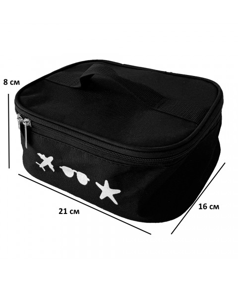 Set of cosmetic bags for travel and beach (black)