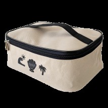 Large cosmetic bag organizer for travel (beige)