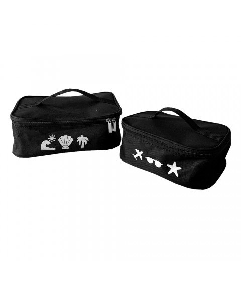 Set of cosmetic bags for travel and beach (black)