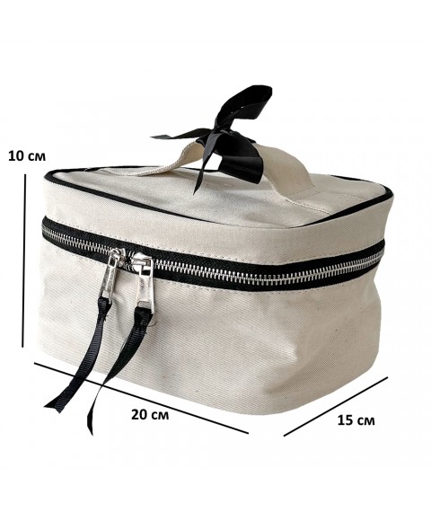 Cotton cosmetic bag with a bow 20*15*10 S (light)
