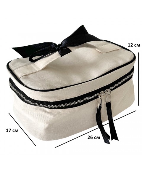 Cotton cosmetic bag with a bow 26*17*12 cm M (light)