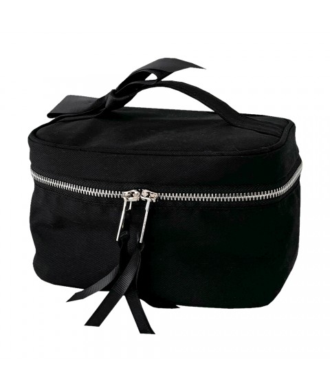 Cotton cosmetic bag with bow 20*15*10 S (black)