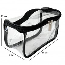 Маленькая прозрачная косметичка-чемоданчик 17*11*8 см S (черный)