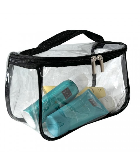 Transparent cosmetic bag-suitcase 22*13*10 cm M (black)