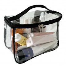 Large transparent cosmetic bag-suitcase 22*18*12 cm L (black)