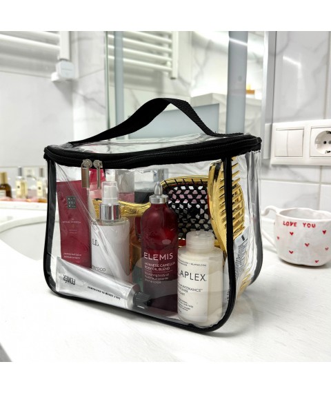 Large transparent cosmetic bag-suitcase 22*18*12 cm L (black)