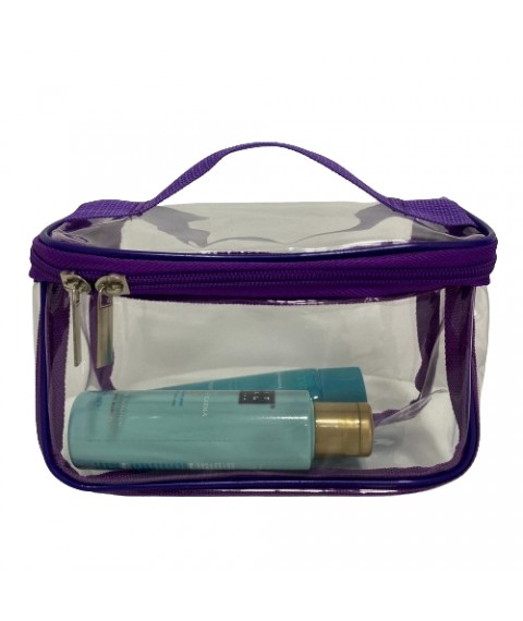 Маленька прозора косметичка-валіза 17*11*8 см S (фіолетовий)