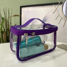 Маленька прозора косметичка-валіза 17*11*8 см S (фіолетовий)
