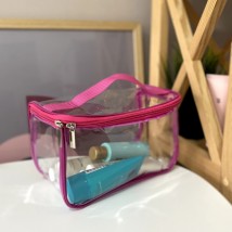 Transparent cosmetic bag-suitcase 22*13*10 cm M (pink)