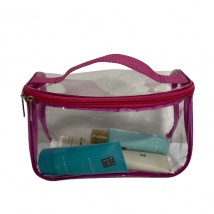 Прозрачная косметичка-чемоданчик 22*13*10 см M (розовый)