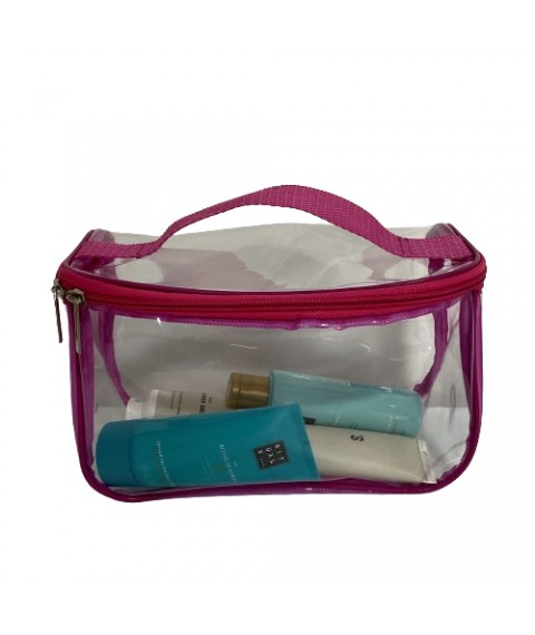Transparent cosmetic bag-suitcase 22*13*10 cm M (pink)
