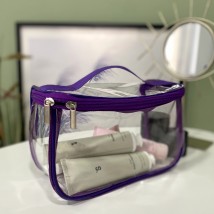 Прозрачная косметичка-чемоданчик 22*13*10 см M (фиолетовый)
