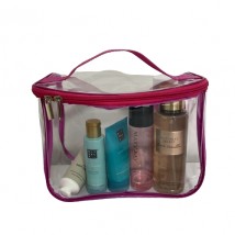 Large transparent cosmetic bag-suitcase 24*18*12 cm L (pink)