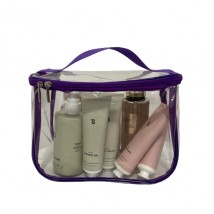 Большая прозрачная косметичка-чемоданчик 24*18*12 см L (фиолетовый)