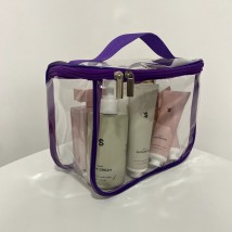 Большая прозрачная косметичка-чемоданчик 24*18*12 см L (фиолетовый)