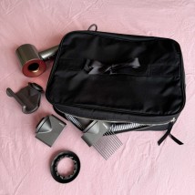 Косметичка бавовняна з бантиком для фену чи стайлера 35*25*10 см L (чорна)