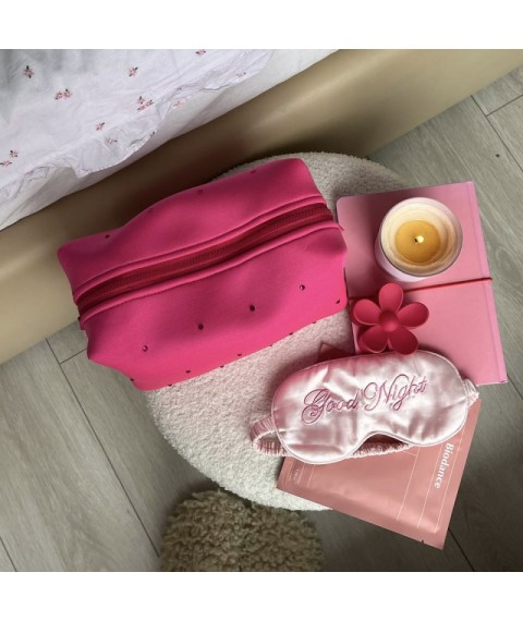 Набір косметичок зі стразами (рожевий)