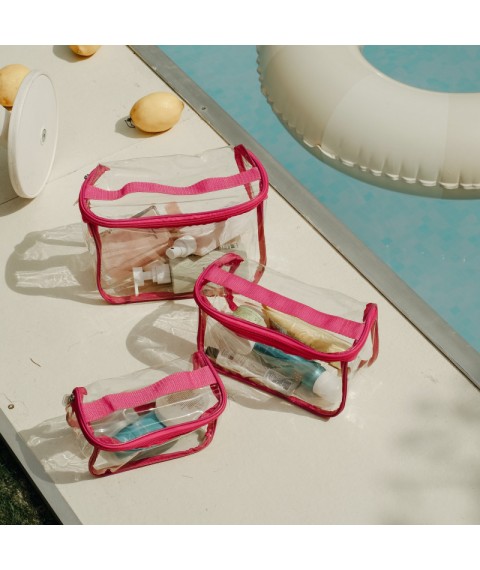 Small transparent cosmetic bag-suitcase 17*11*8 cm S (pink)