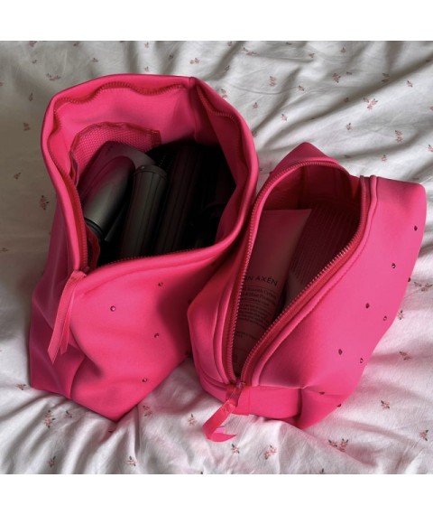 Набір косметичок зі стразами (рожевий)